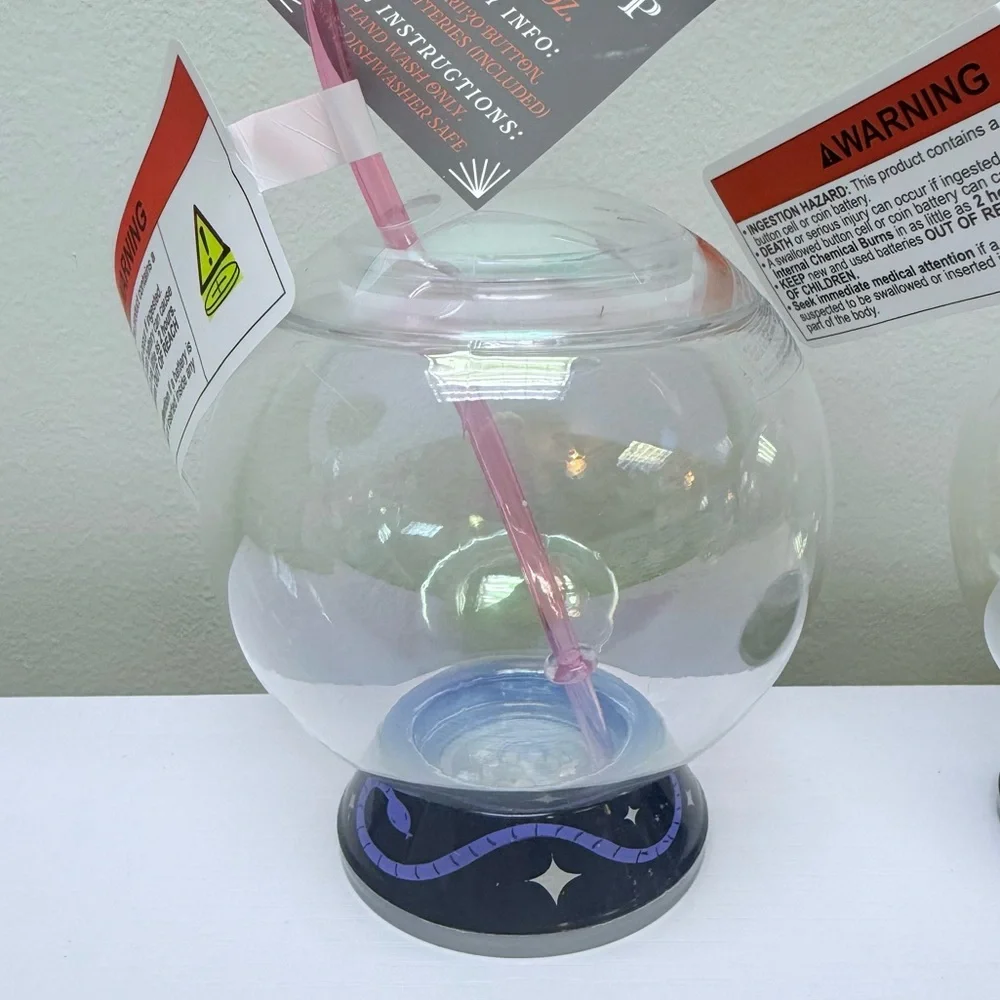 Target Bullseye Set of 2 Light up Crystal Ball Cups w/ lid & straw, New!